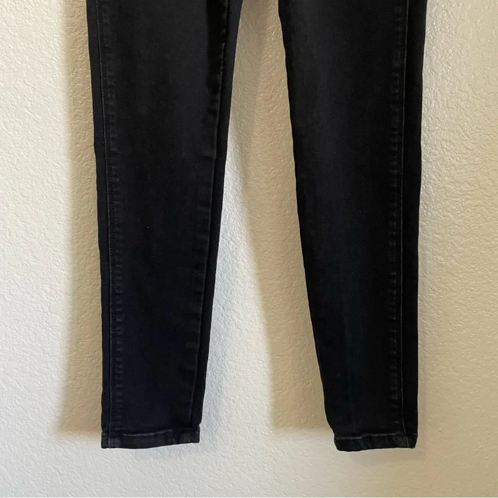 J Brand Nashville Button Skirt Skinny Jeans Black Ankle Cropped Stretch Denim 28